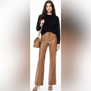 Alice + Olivia Lucinda Faux Leather Brown Pants